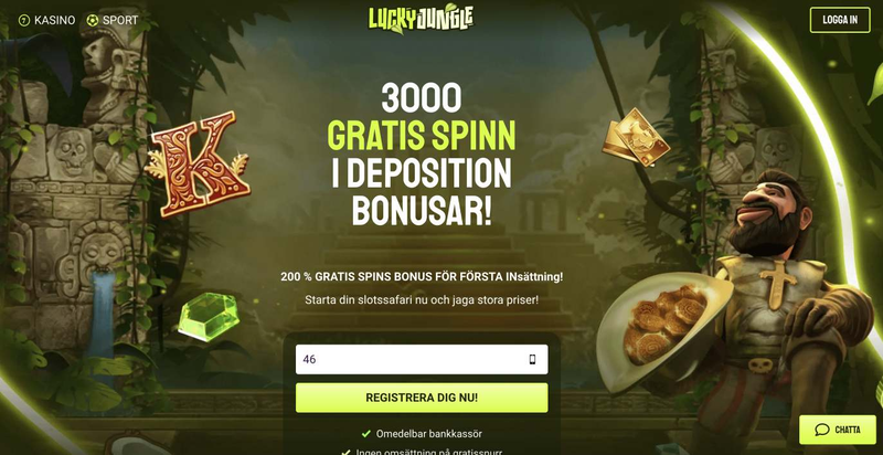 Logga in på Lucky Jungle Casino och börja spela spel